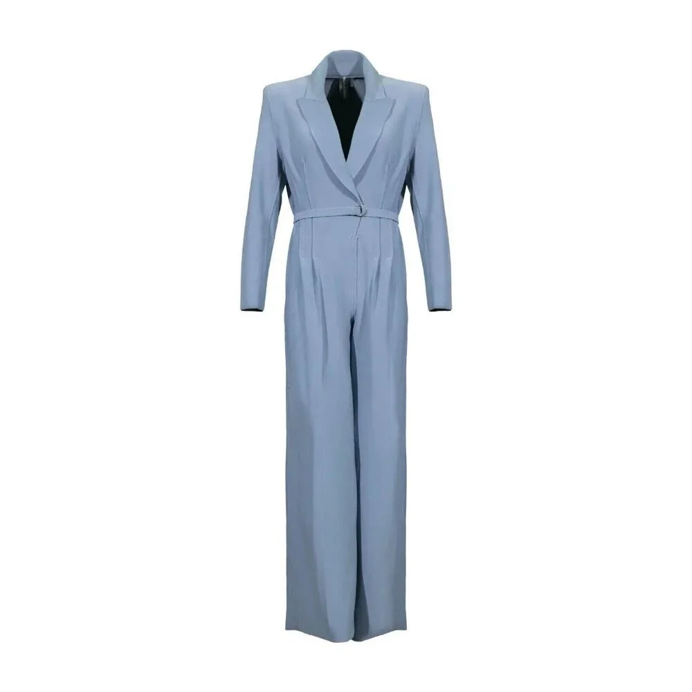 Norma Kamali Single Breasted Straight Leg Jumpsuit Soft Blue - Picture 4 of 4